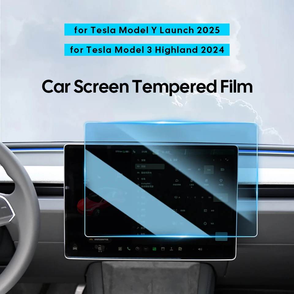 Protector de Pantalla de Vidrio Templado para Nuevo Tesla Model Y Lanzamiento 2026 Model 3 Highland 2024 Pantalla de Control Central Trasera 3