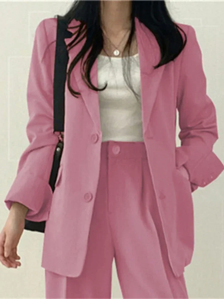 Pop Fashion Set da 2 pezzi Completi da donna Primavera Autunno Novità in set di pantaloni coreani Pendolari Cappotto elegante da 2 pezzi Set da donna Jack