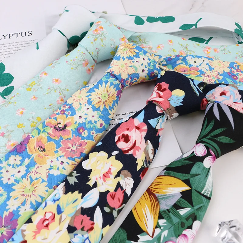 6 см хлопковые новые галстуки с цветочным принтом для мужчин и женщин, повседневные галстуки, костюмы, узкий галстук для свадьбы, деловой тонкий мужской галстук Gravata, подарки