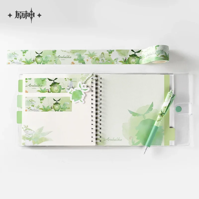 

Mihoyo【Game Impact Official】Woodland Encounter Series Aranara Joint Peripheral Stationery Notebook Washi Tape Neutral Pen Set