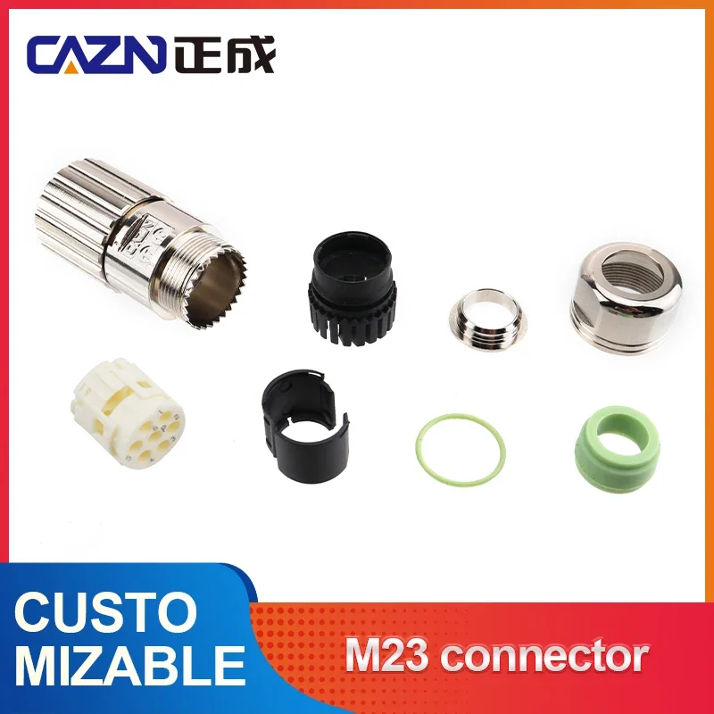 CAZN M23 Connector 12 Hole 17 Core Signal Plug 6 8PIN Clockwise and Counterclockwise Motor Encoder Aviation Plug Metal Socket