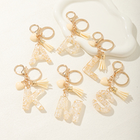 Ms. Alphabet Initial Letter Keychain Cute Valentine's Day gifts with hearts and tassels Key Chain Backpack Car Hanging Pendant