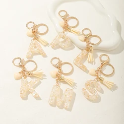 Ms. Alphabet Initial Letter Keychain Cute Valentine's Day gifts with hearts and tassels Key Chain Backpack Car Hanging Pendant