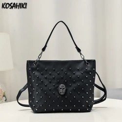 Shoulder Bags for Women 2024 Vintage Rivet Fashion All Match Handbags Personality Skull Casual Y2k Underarm Bag High-capacity