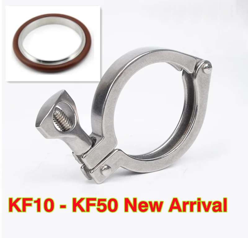 KF10 to KF50 304 Stainless Steel clamp with Centering Bracket & Fluorine O-Ring New style light weight Vacuum Flange Clamp