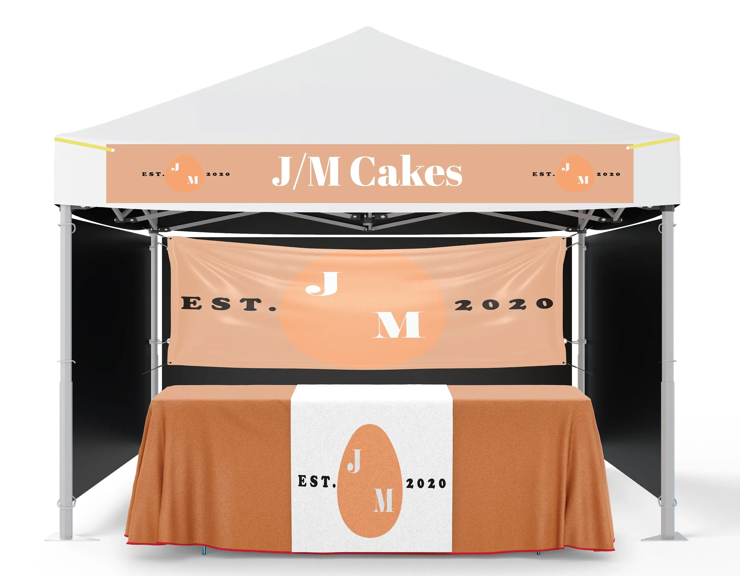 Custom Tent Banner and Table Runner Bundle, Three Personalized Banners, Custom Christmas Tent Banner for Craft Show with Logo