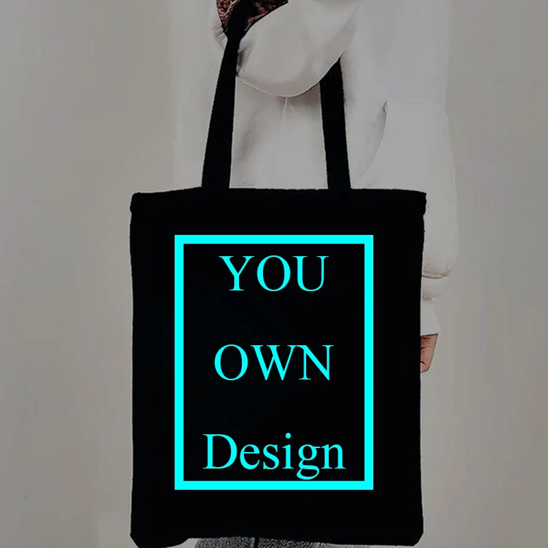 Customized Print DIY Your Like Photo or Logo Women Handbags Teen Tote Bags Canvas Shopping Bags  Men Travel Storage Bag Luminous