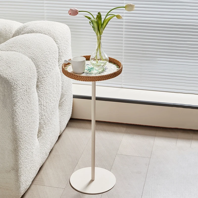 k*-Vine Woven Tea Table,Creative Shell Coffee Table,Round Storage Desk,Nordic Furniture,Modern Living Room Side Table,