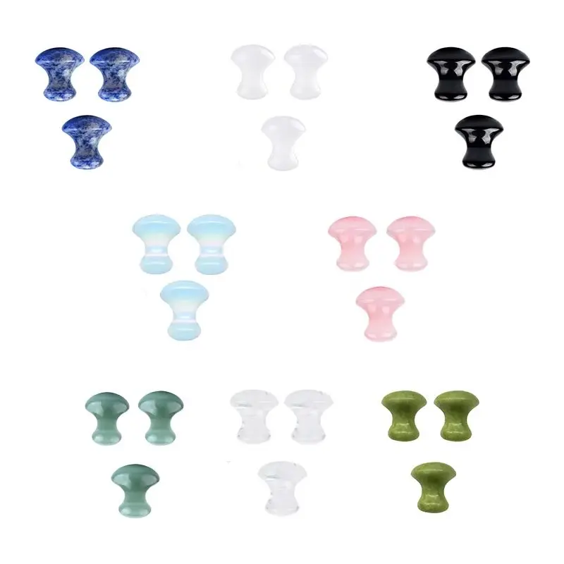 

3pcs Natural Jade Mushroom Crystal Gua Sha Stone Facial Massager Quartz Scraping Massage Tool SPA Acupuncture Relaxing Tool