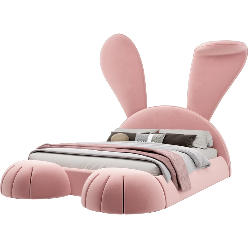 Italian children's bed Girl Princess bed Nordic fabric bed Modern simple Internet celebrity rabbit bed