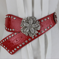 Wome Crystal Studded Corset Belt Fashion Flower Alloy Buckle Strap Rhinestone Belt for Jean Cinto De Strass Clothes Decoration