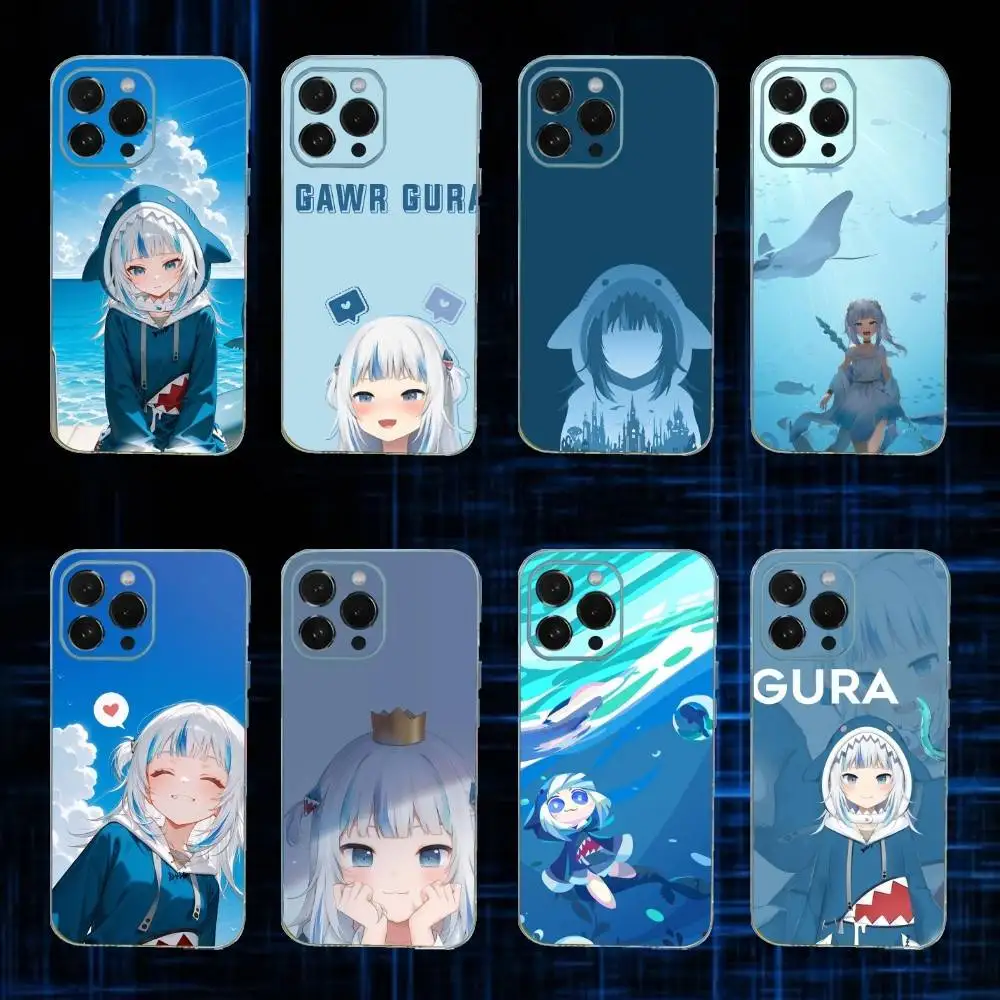 

Cute G-Gawr Gura Virtual Phone Case For iPhone17,16,15,14,13,12,11 Plus,Pro Max Soft Transparent Cover