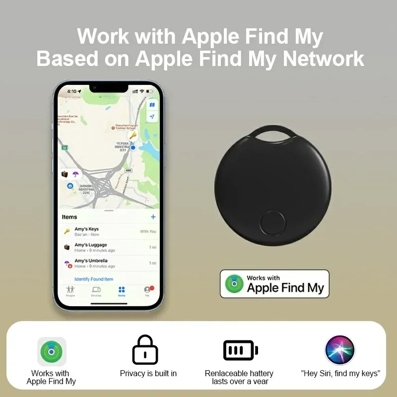 Устройство напоминания о потере, подходит для системы Apple Find My IOS, кошелек для ключей с аутентификацией MFI Smart Tracker, автомобильная интеллектуальная воздушная бирка