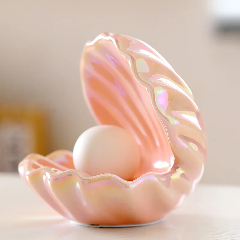 Shell Night Pearl Internet Celebrity Creative Shell Jewelry Storage Box Tray Dreamy Pearl Ceramic Lamp