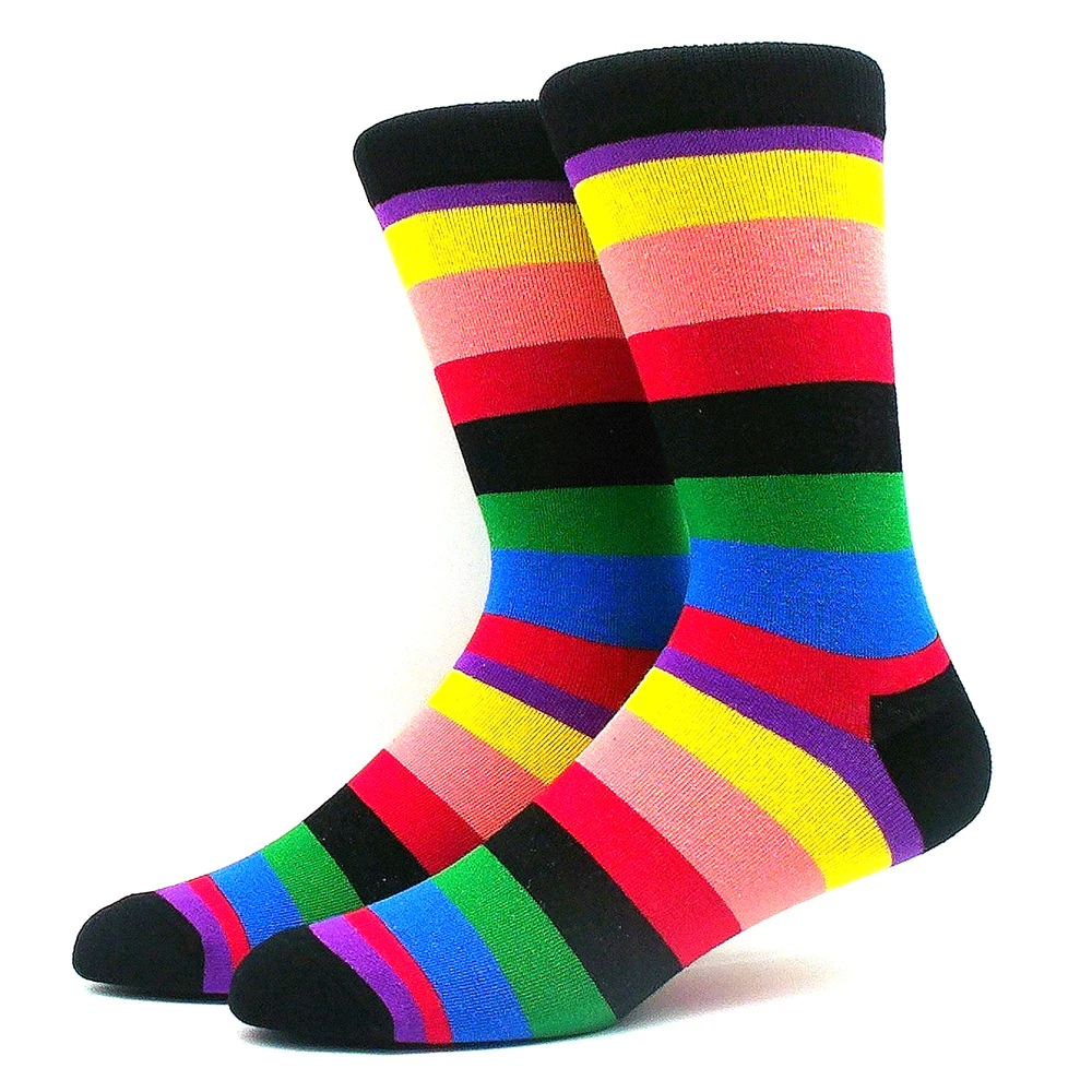 Männer glücklich bunte Streifen Frauen Socken hochwertige karierte Muster lustige Socken geometrische Harajuku Kamm Baumwoll socken Geschenk