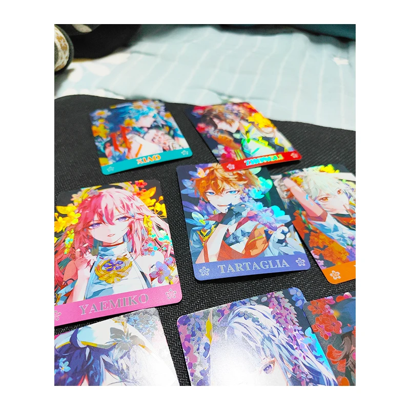 9 Stks/set Anime Genshin Impact Diy Verzamelkaarten Yae Miko Hu Tao Zhongli Tartaglia Kerstverjaardagscadeaus Kinderspeelgoed