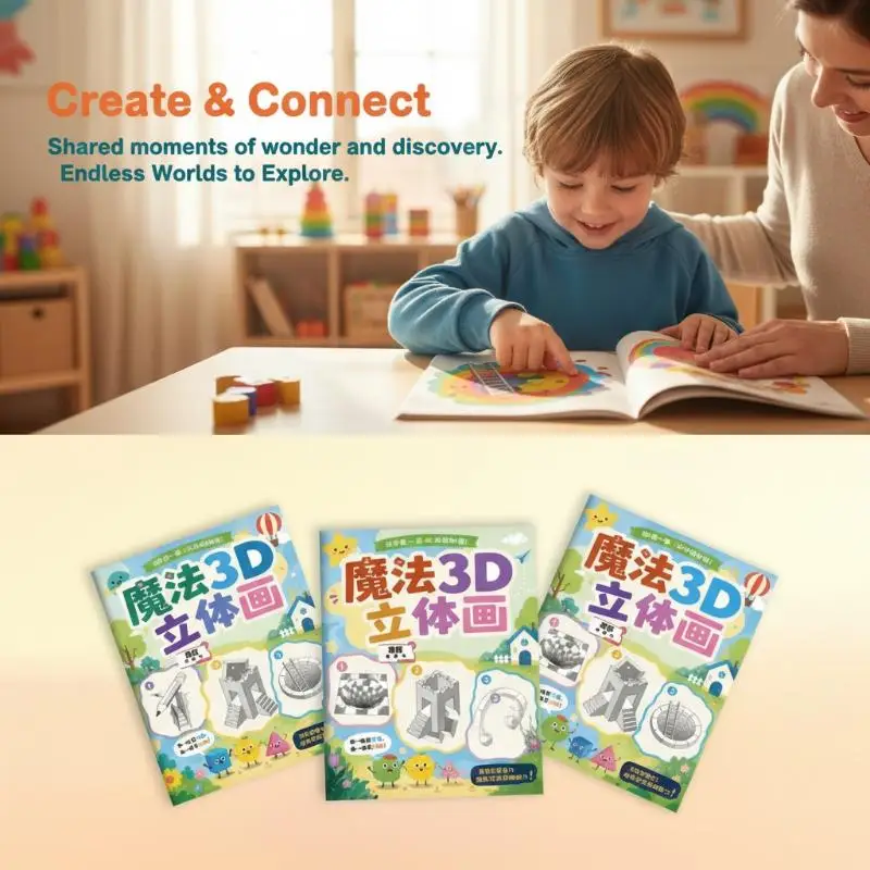 Magic 3D Stereo Drawing Books 1/3 Pack Concentration Training Spatial Logic Thinking Exercise Book for Kids Brain Development