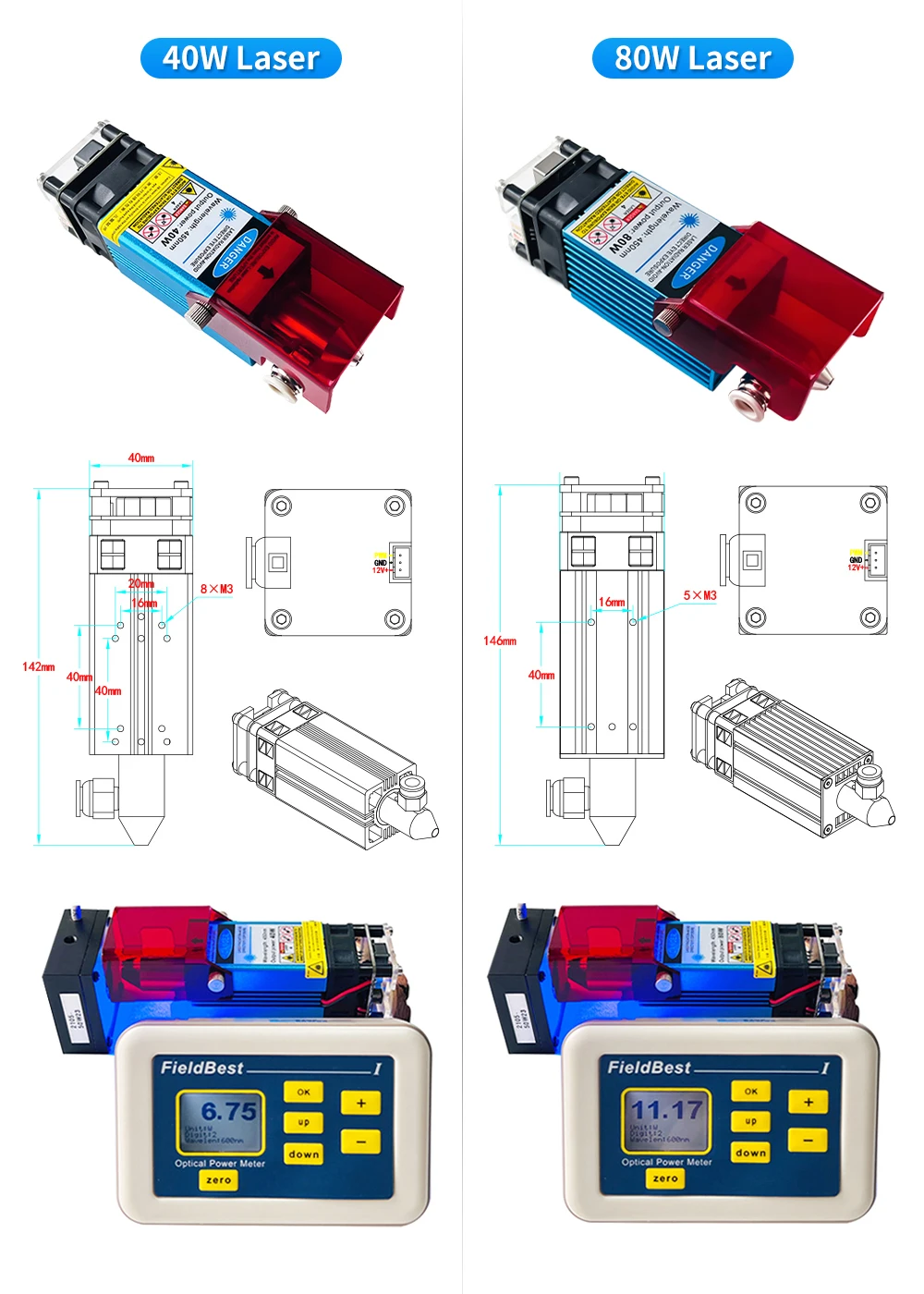 40w 80w Laser modul optische Leistung 10w Laser gra vierer, Luf tunter stützung & Laser Shield Diode CNC Cutter & Laser gravur maschine – Detail 2