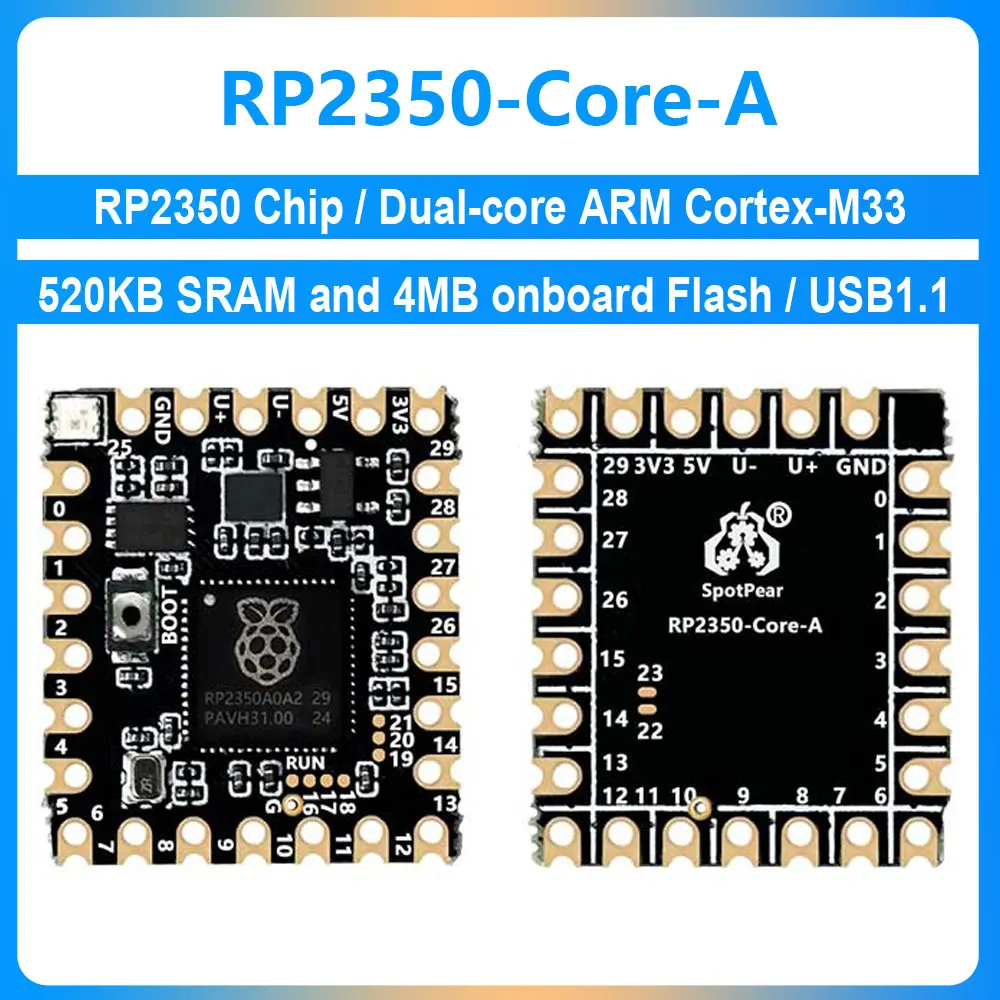 Based On Raspberry pi RP2350 Chip RP2040 Core A Board RP2350A 520KB SRAM and 4MB onboard Flash