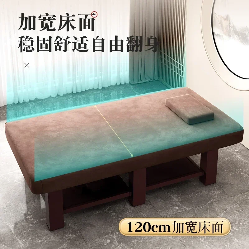 Jumbo Thai Massage Tables Latex Solid Wood Wellness Physiotherapy Massage Beds Have Sauna Salon Furniture Lettino Estetista FYMB