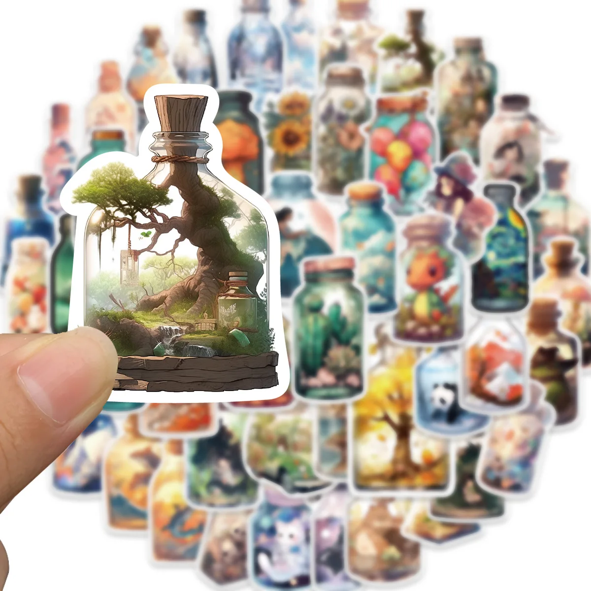 50pcs Drink Bottle With Anime Cartoon Things Stickers For Party Gift Skateboard Scrapbooking Laptop Suitcase Toys