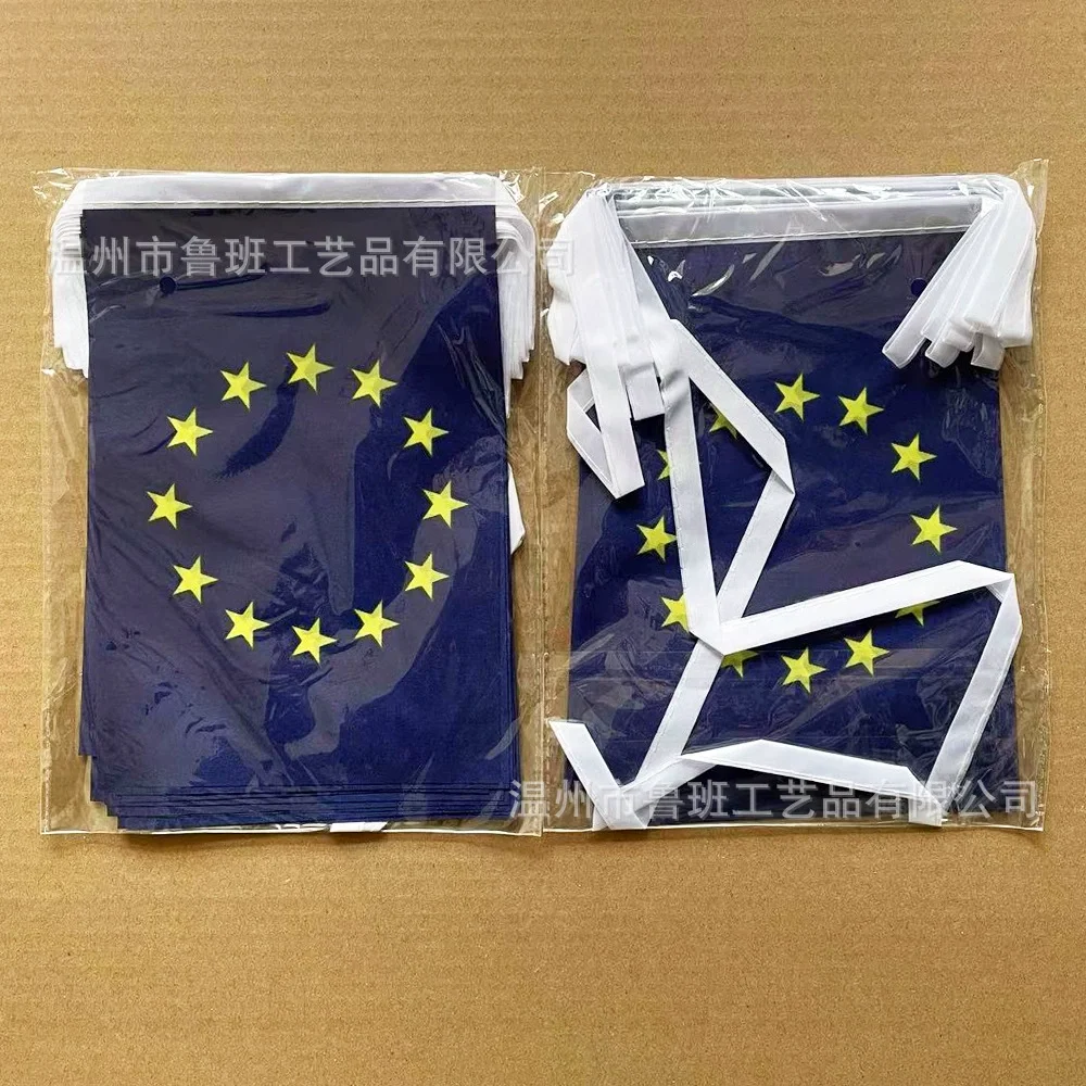 20pcs/lot European Union Bunting Flags 14x21cm Pennant EU String Banner Festival Party Holiday for Decoration