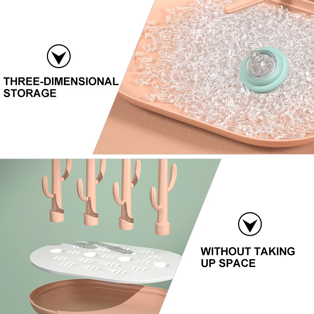 

1Pcs Baby Bottle Drying Rack ABS Material Pink Pacifier Storage Organizer for Feeding Supplies Multi-Functional Sundries Storage