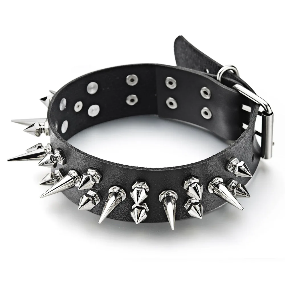 Punk Spike Rivets Stud Choker Necklace PU Leather Rock Gothic Chokers Collar Goth Harajuku Anime Girl Sexy Jewelry X636c
