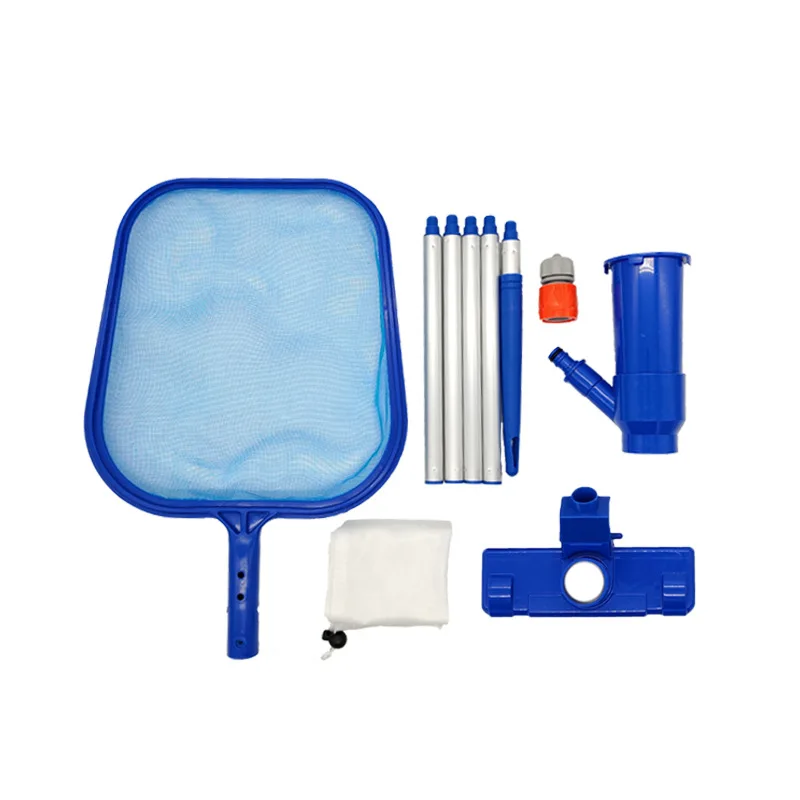 Pool Mini Jet Vacuum with Brush Head and Fishing Net Combo Set for Swimming Pool Cleaning