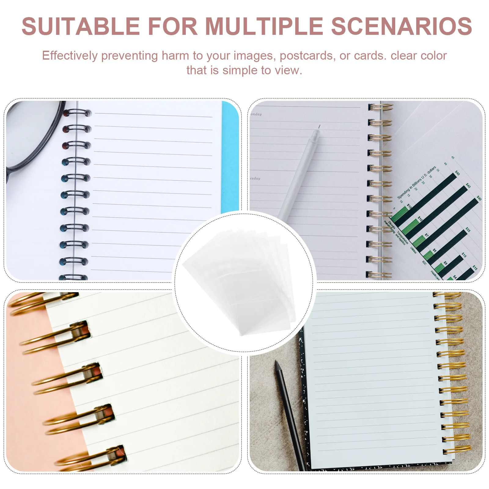 

A6 Scrapbook Refill Pages Photo Album Refill Sheets Clear PVC Protector Storage for Pictures Postcards Collectibles