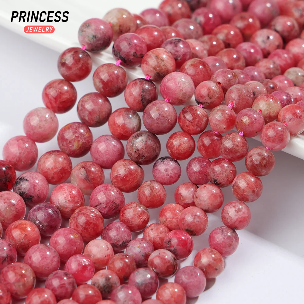 A++ Natural Red Rhodonite 6 8 10mm Loose Stone Beads for Jewelry Making Bracelet Wholesale Crystal Beads DIY Accessories