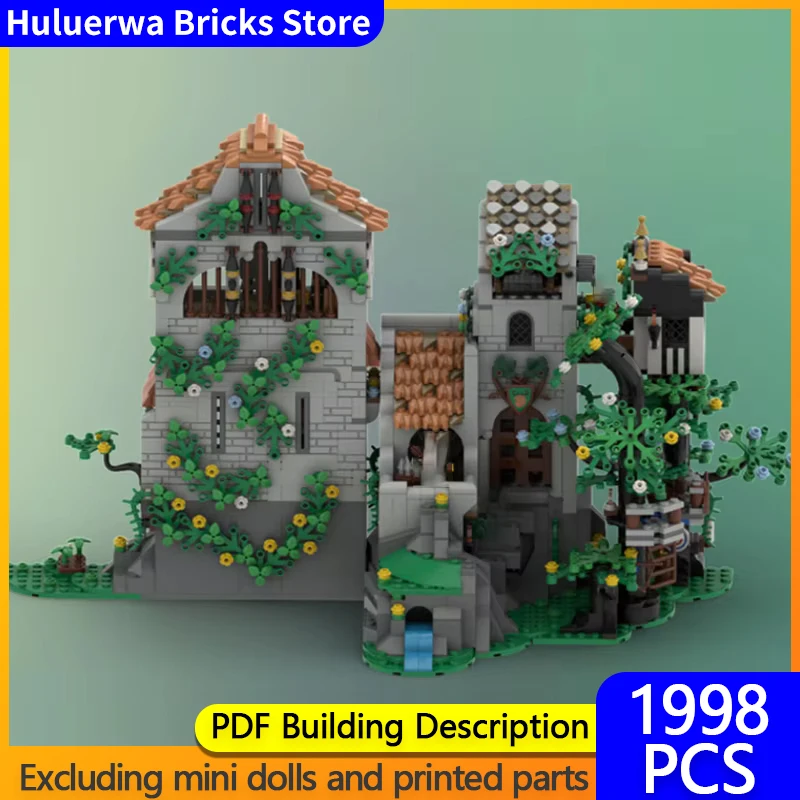 Castelo medieval modelo moc tijolos de construção casa de madeira castelo floresta tecnologia modular presentes feriado montar crianças brinquedo terno