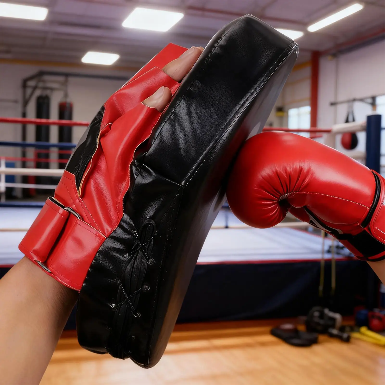 منصات الملاكمة بولي Leather الجلود المدرب كيك بوكسينغ منصات منحنية للمنزل تجريب تجريب كيك بوكسينغ الملاكمة التايلاندية الرجال النساء الكبار الاطفال الصبي