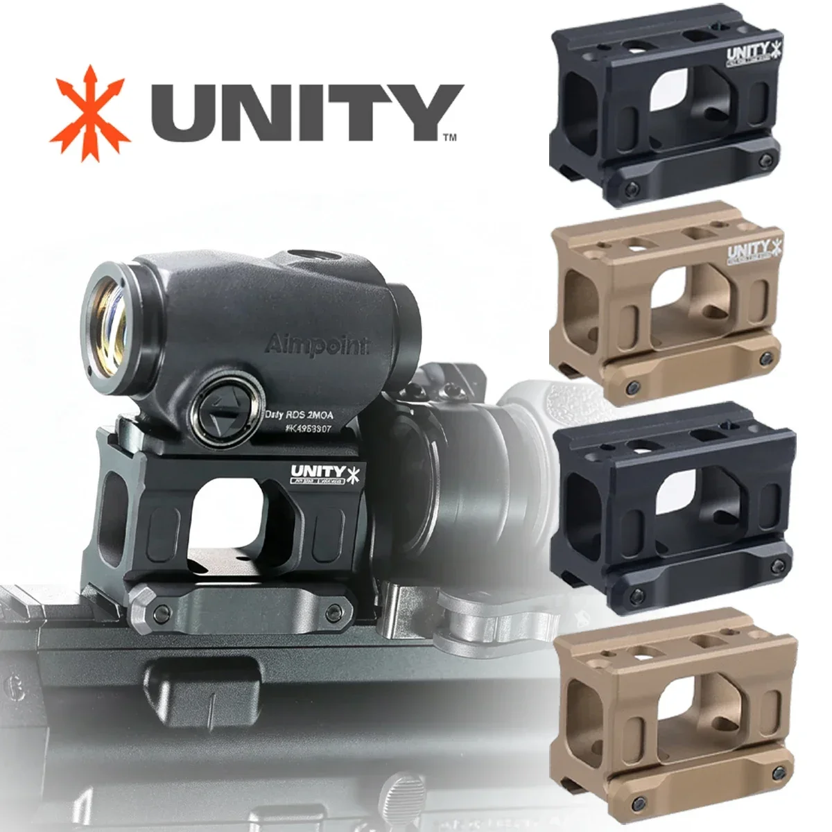 UNITY Fast Riser 1.81 / 2.26 Inches Height Tactical Bracket Mount for Aimpoint T1 T2 Red Dot Airsoft Sight Scope Hunting Mount