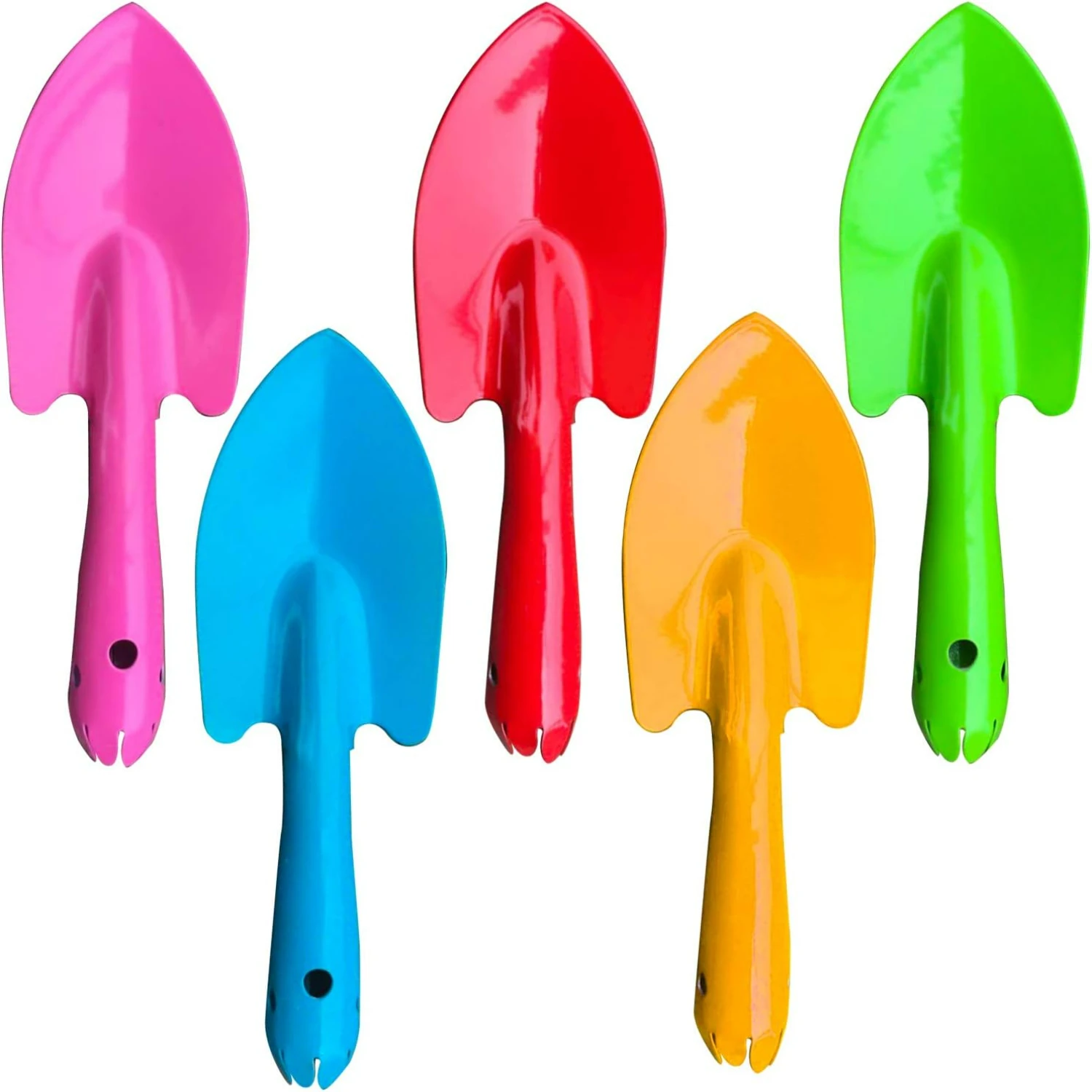 

Effortlessly Transplant and Dig Soil in Your Flower Garden with this Essential Set of 5 Mini Metal Garden Hand Shovel Trowels -