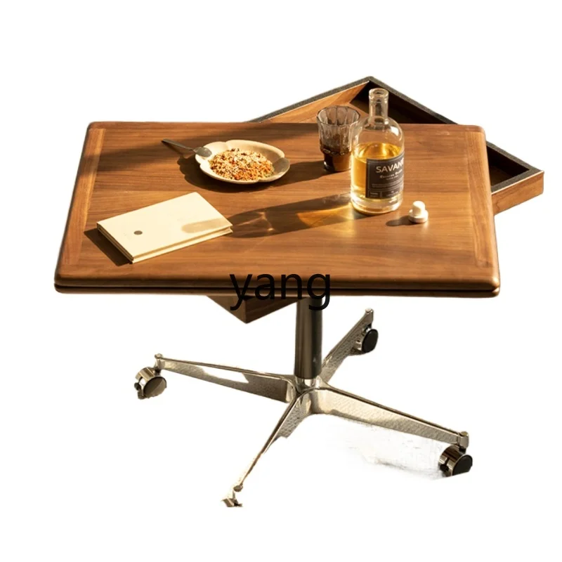 

Yjq Solid Wood Lifting Tea Table Multi-Functional Removable Side Table Foldable Desktop Table Household Small Apartment