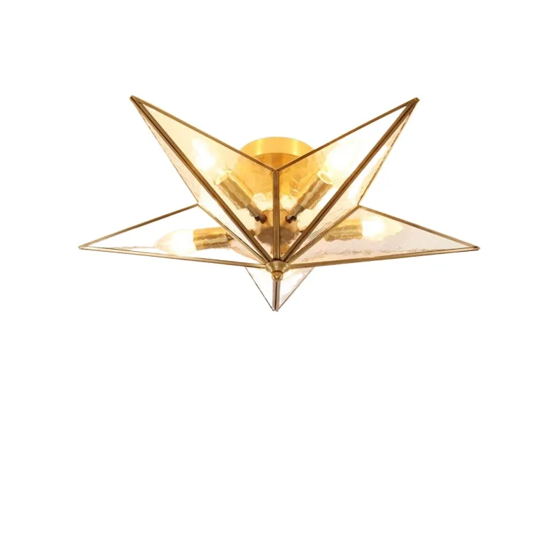 Ceiling Light American, All Copper Lamps Study Aisle Guest Room Ceiling Light Duplex Building Living Room Dining Room Light