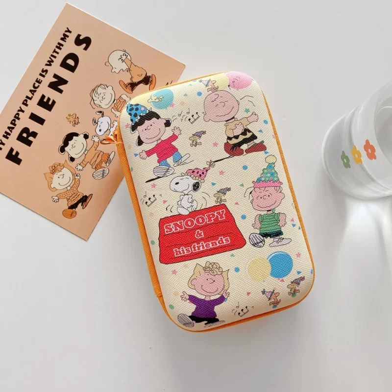 Snoopy  Data Cable Storage Bag Anime Travel Portable Digital Product Organizer Cartoon Earphone Carry Case Mobile Power Bags