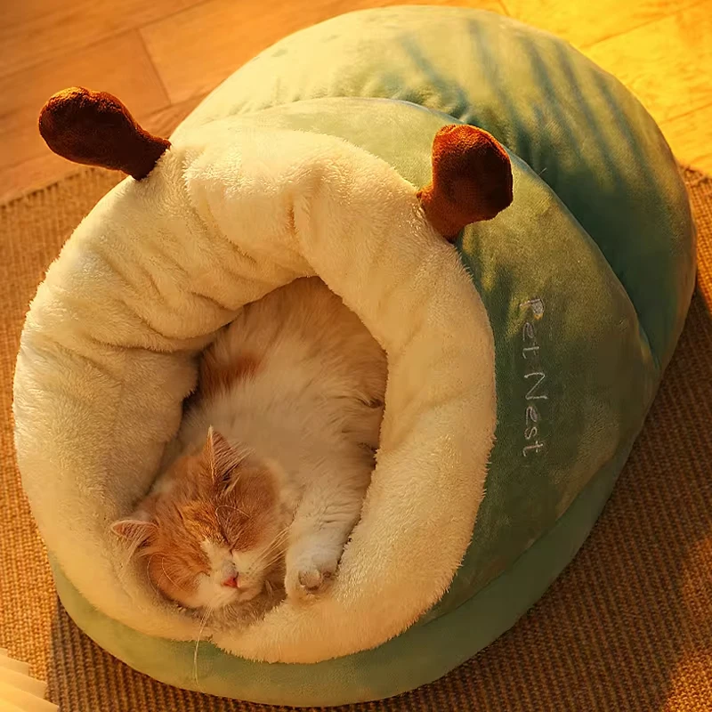 Winter Warm Cat Nest Soft Thicken Cat Bed Comfortable Pet Sleeping Bed for Puppies Cats Cozy Cats Cave Kitten House Pet Supplies