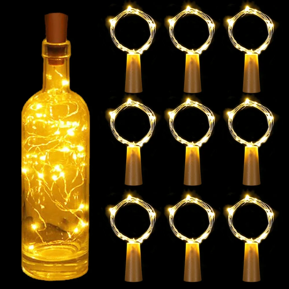 3/1Pcs LED Wine Bottle String Lights Battery Powered Copper Wire Garland Fairy Light For Christmas Wedding Party Decors Lighting