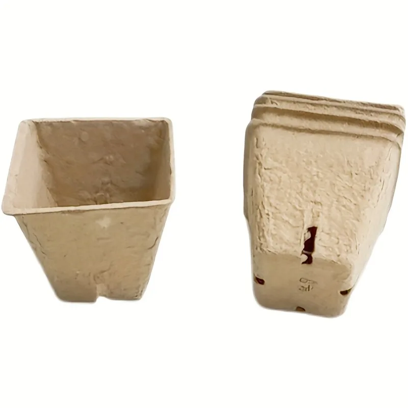 100pcs 6cm Square Pulp Seedling Cups with Drain Holes Seedling Start Pots Trays Peat Pots Seedling Kits Germination Plant Trays