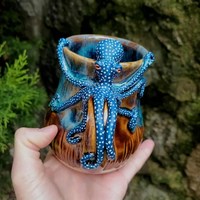 New Deep Blue Octopus Mug Handmade Statue Sea Animal Mug With Handle Novelty Coffee Milk Tea Juice Hot and Cold Drinkware Cup