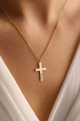 Personalized Cross Pendant  Engrave Custom Name Pendant Necklace Female Nameplate Jewelry Gold silver Color Necklace gifts