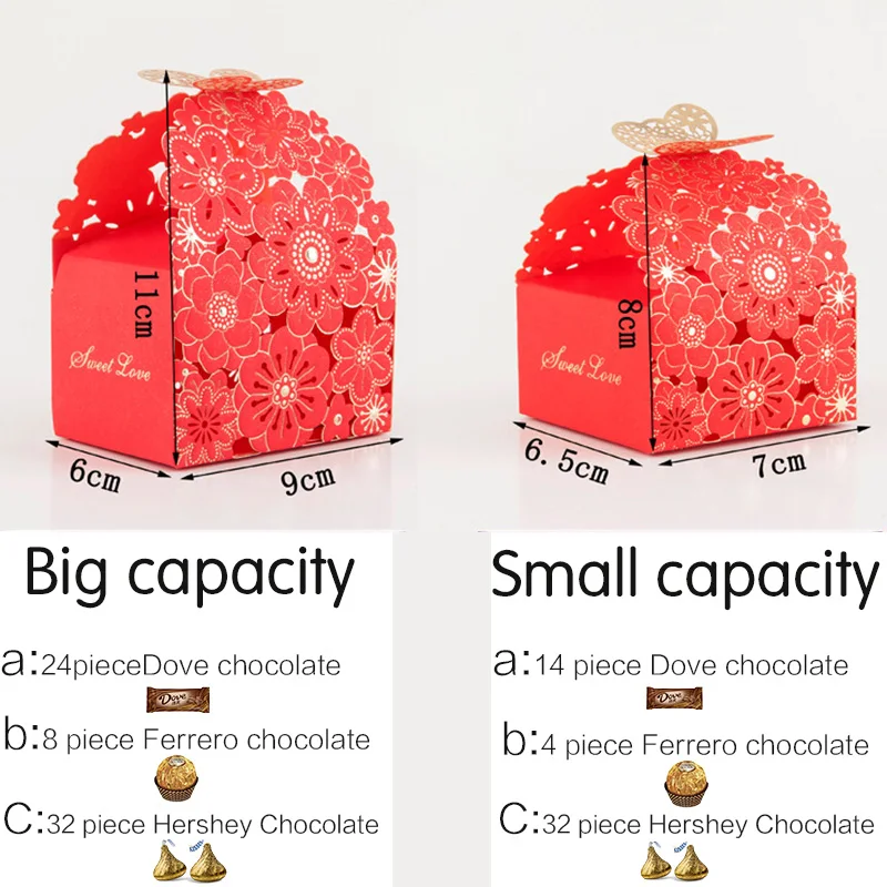 20/30/50PCS Flower Butterfly Candy Box Chocolate Packaging Wedding Bridal Gift For Guests Birthday Party Favors Decor Supplies