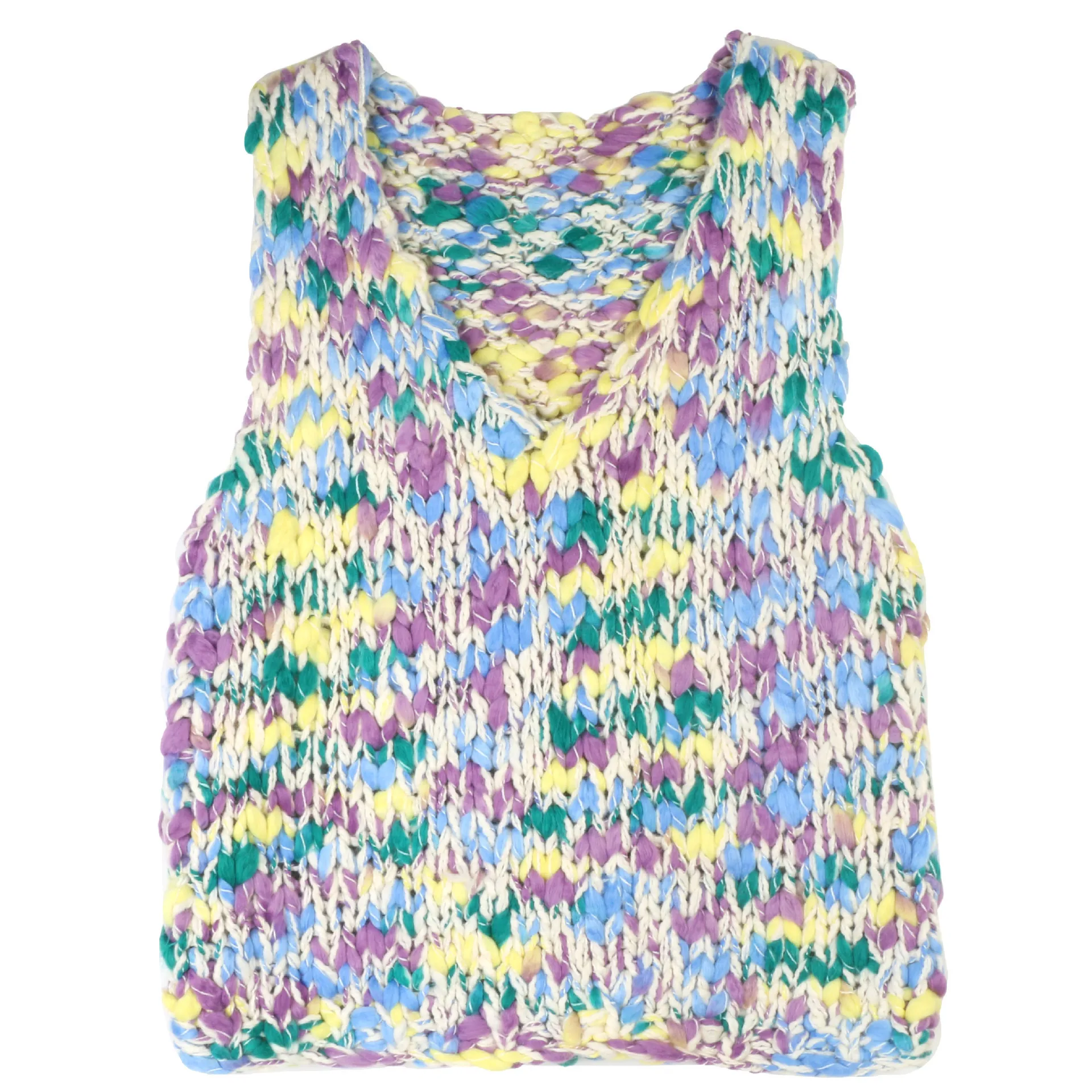 

2025 New Autumn And Winter Vest Sweater Colorful V-neck Sleeveless Vest Retro Short Fashion Vest Wool Women Sweater