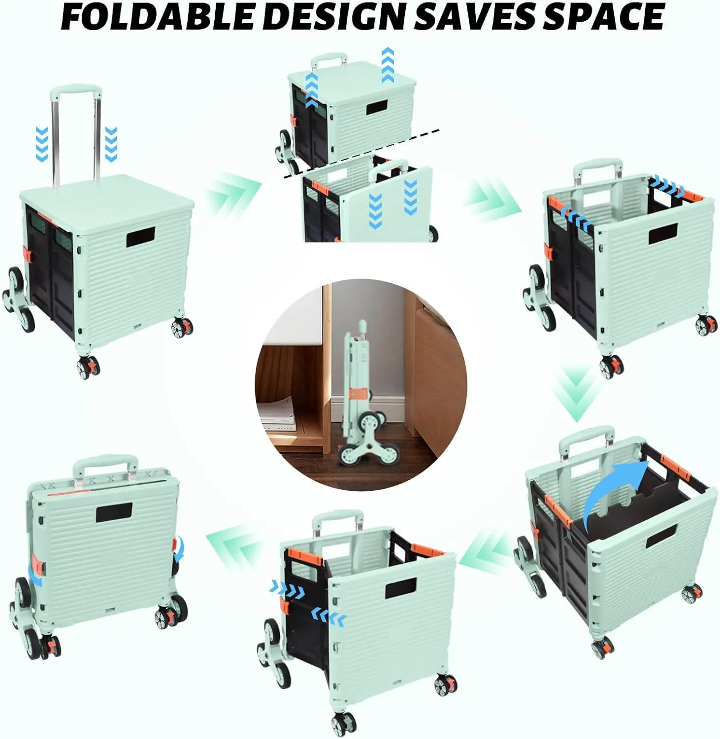 BY06C Foldable multi-function cart, foldable portable tool cart, hand basket with wheels