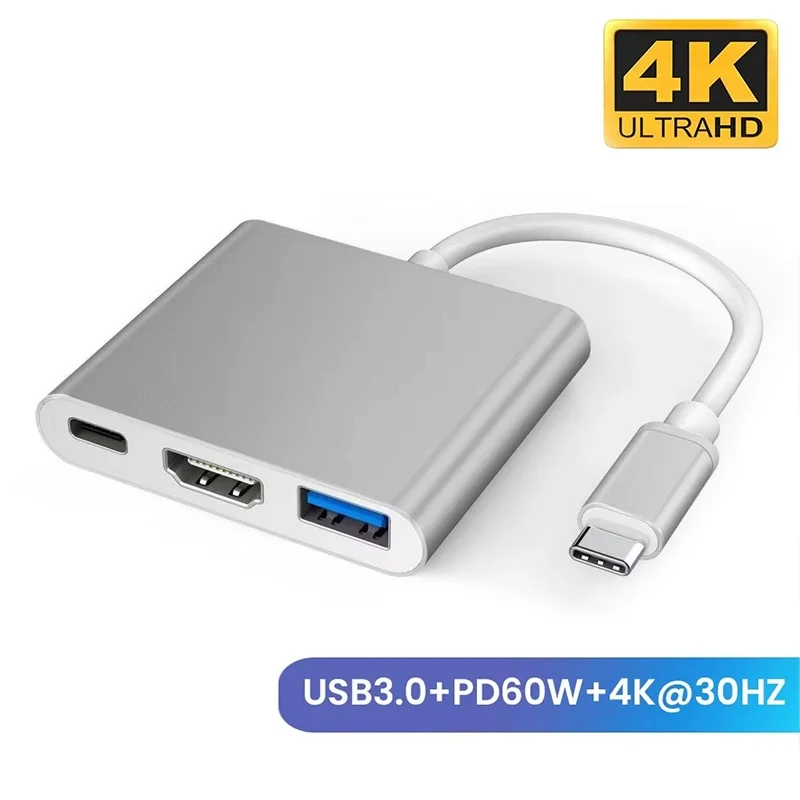 3 IN 1 USB C HUB TYPE-C to HDTV Adapter TYPE C Extension Cable USB 3.0 Converter HDMI-compatible Splitter For PC Laptop Macbook