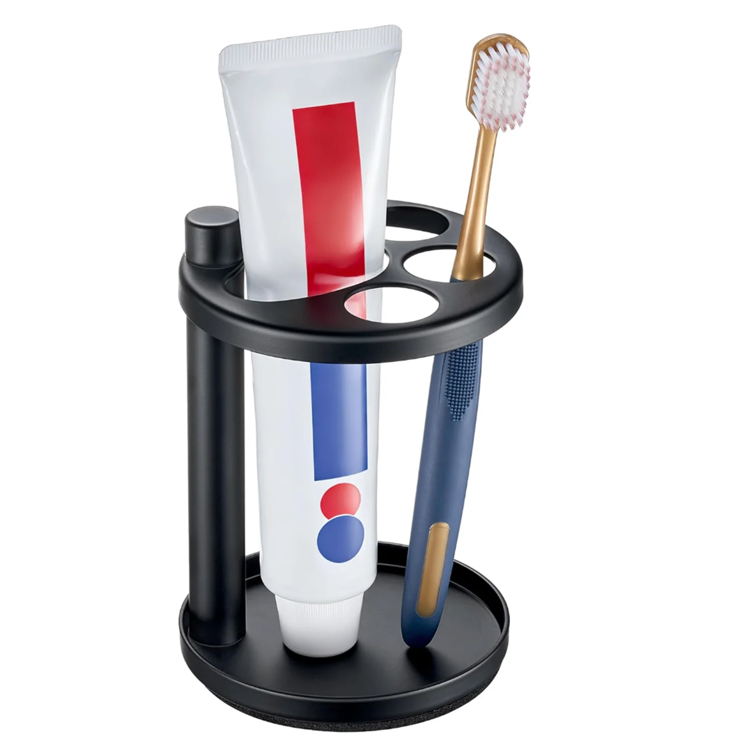Black Metal Toothbrush Holder Countertop Multi Slots Toothpaste Storage Rack Bathroom Organizer