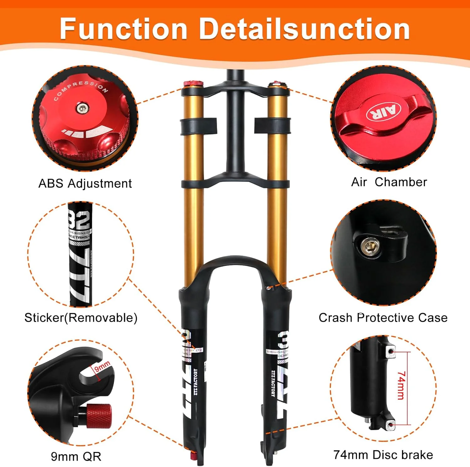 Horquilla de suspensión para bicicleta ZTZ de 26/27.5/2 pulgadas