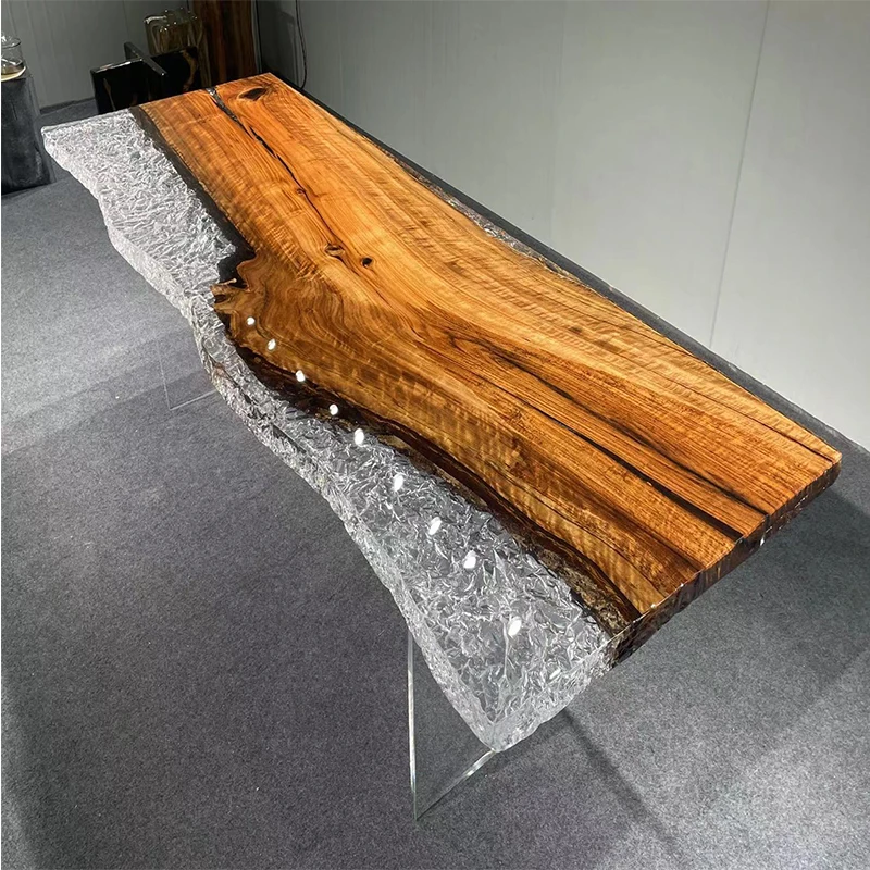 Customized black walnut ice crack resin table 250-90-5